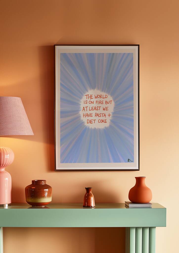 Pasta And Diet Coke | Colourful Relatable Kitchen Print, 1 of 2