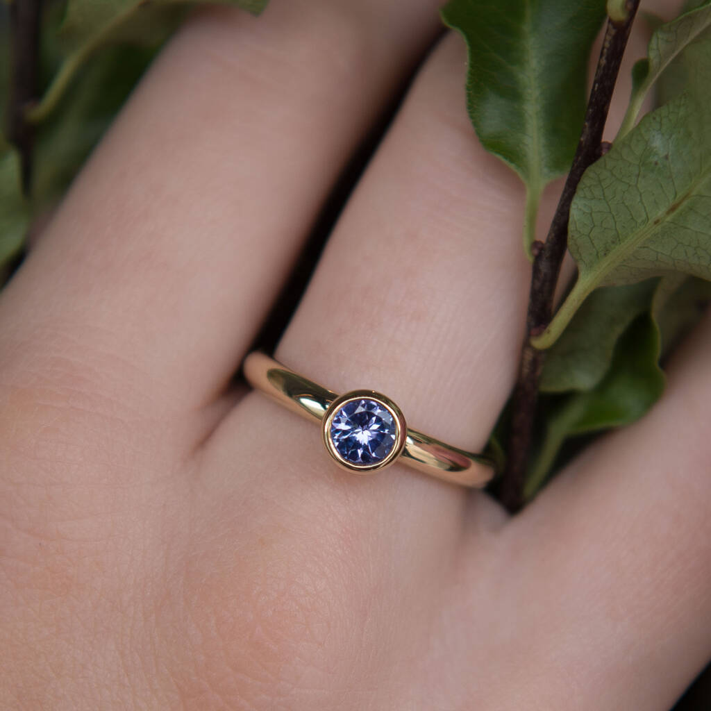 Solid Gold December Birthstone Tanzanite Solitaire Ring, 1 of 6