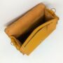 Small Leather Crossbody Satchel Handheld Handbag Canary Yellow With Side Pockets, thumbnail 9 of 9
