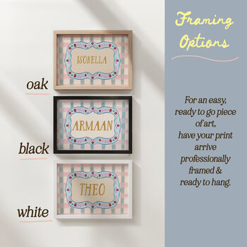 Personalised Baby Name Print With Folk Art Border, 8 of 12