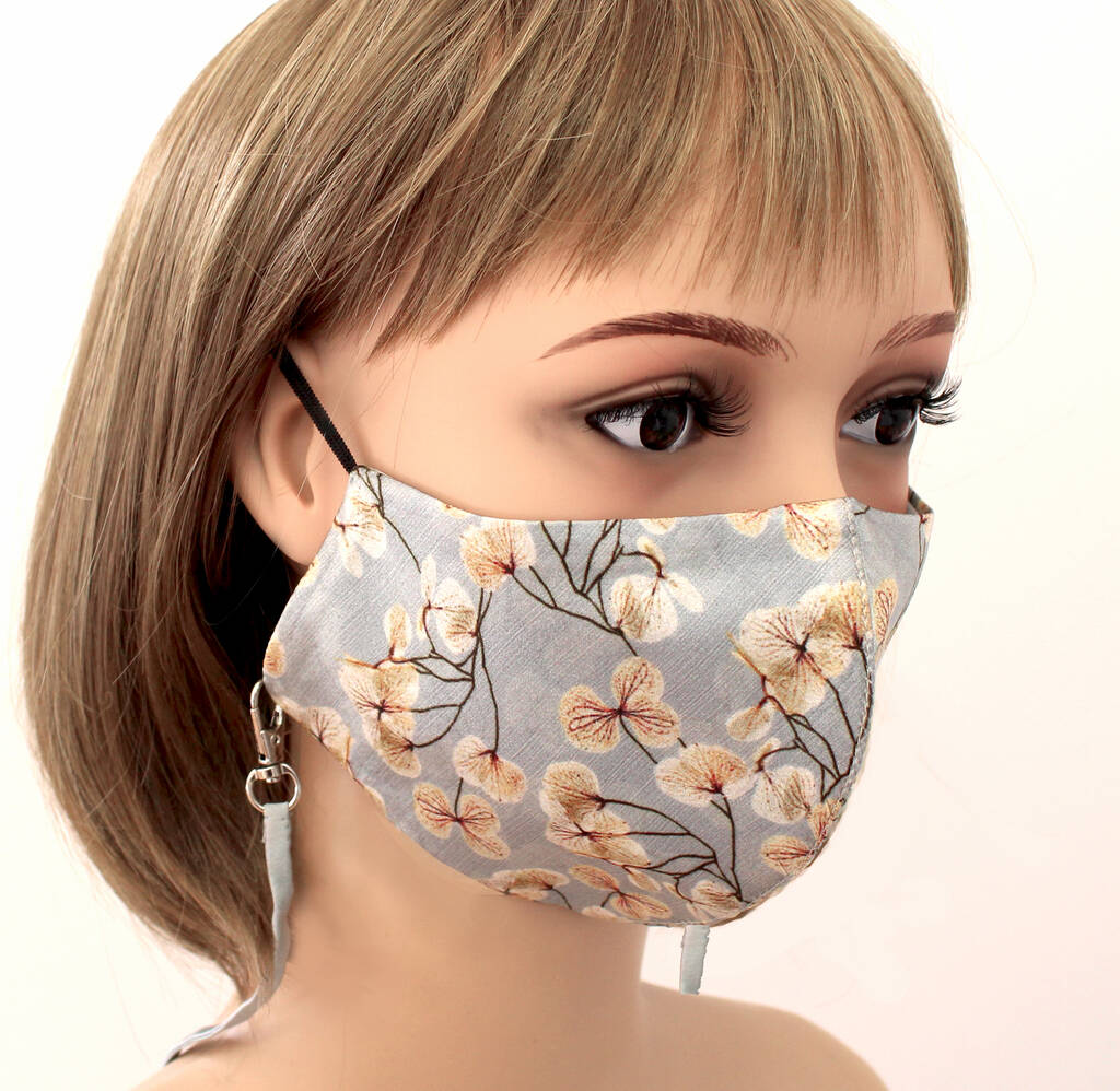 Skeletal Leaves Silk Face Mask With Lanyard, Silk Bag, 1 of 6