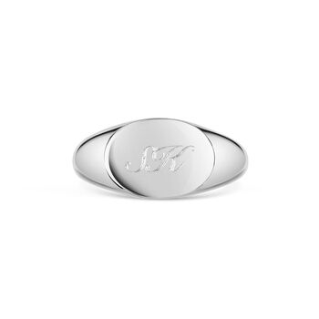 Oblate Personalised Signet Ring 925 Solid Silver, 5 of 6