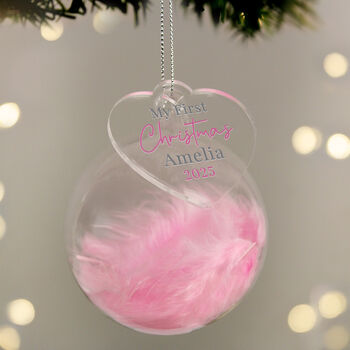 Personalised Baby Girl's 1st Christmas Bauble, 3 of 4