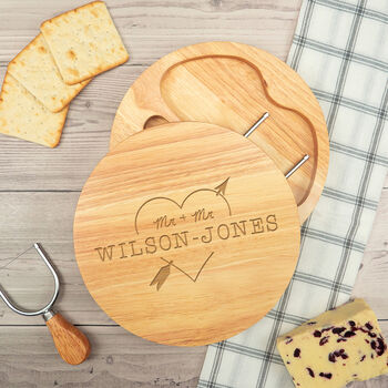 Personalised Wedding Cheese Board Set 'Heart And Arrow', 8 of 8