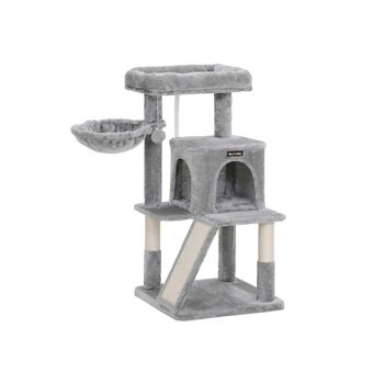 96cm Cat Tree Tower Light Grey With Side Slope, 5 of 8
