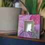 Lilac And Pink Iris Decorative Mini Mirror, thumbnail 3 of 3