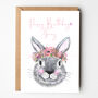 Grey Rabbit Blossom Birthday Card, thumbnail 3 of 3