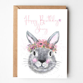 Grey Rabbit Blossom Birthday Card, 3 of 3