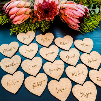Personalised Engraved Wood Heart Place Name Setting, 3 of 9
