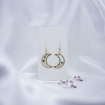Crescent Moon Flower Gold Plated Earrings, 9 of 9