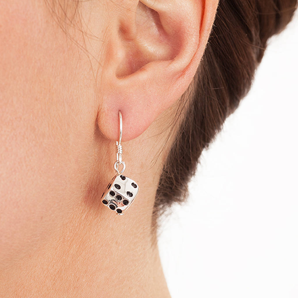 Silver Lucky Dice Earrings By Hersey Silversmiths
