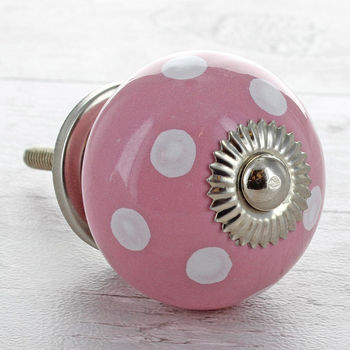Pink Ceramic Door Knobs Cupboard Drawer Pull Handles, 3 of 7