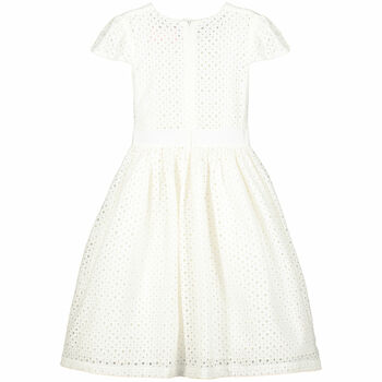 Flower Girls Dress Embroidered Luxury White Cotton, 3 of 3