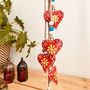 Hand Painted Red Yellow Hanging Heart Bells Wind Chime, thumbnail 1 of 12