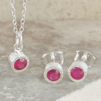 Ruby July Birthstone Sterling Silver Necklace, 2 of 3