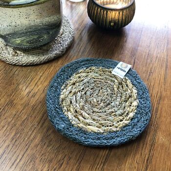Respiin Set Of Six Seagrass And Jute Coasters Naturals, 8 of 10