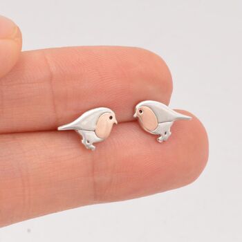 Robin Bird Stud Earrings In Sterling Silver, 3 of 12