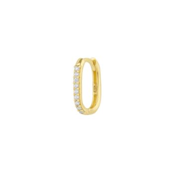 Fine Pave Ovate Hoop Single Earring 14ct Solid Gold, 2 of 4