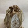 White Handcrafted Raw Silk Potli Bag/Wrist Bag, thumbnail 3 of 4