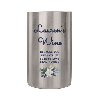 Personalised Blue Floral Wine Cooler, 3 of 4