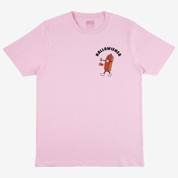 Hallowiener Halloween Unisex Graphic T Shirt In Pink, 2 of 2