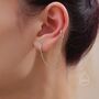 Cz Hoop And Cuff Huggie Hoop Earrings In Sterling Silver, thumbnail 1 of 11
