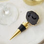 Gold Plate Black Agate Crystal Wine Bottle Stopper, thumbnail 1 of 2