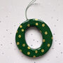 Personalised Handmade Green And Gold Polka Dot Clay Hanging Letter, thumbnail 5 of 5