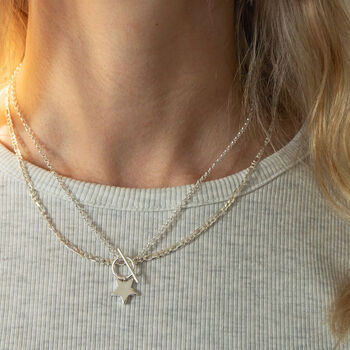 Sterling Silver Star Charm T Bar Belcher Chain Necklace, 4 of 5