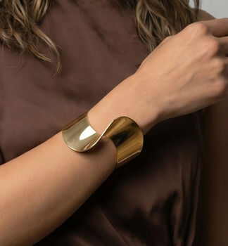 Nami 18 K Gold Plated Wave Cuff Bangle, 5 of 5