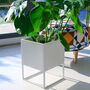 White Square Metal Planter With Stand, thumbnail 5 of 6