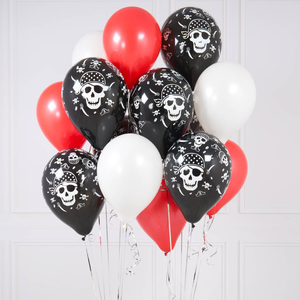 Pack Of 14 Pirate Print Party Balloons By Bubblegum Balloons 