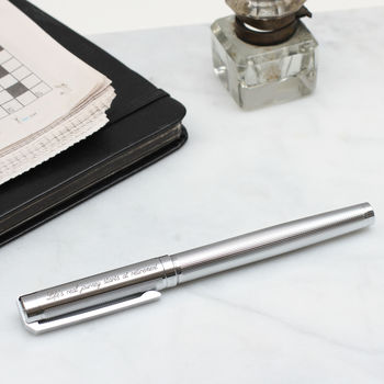Personalised Rhodium Plated Fountain Pen, 2 of 4