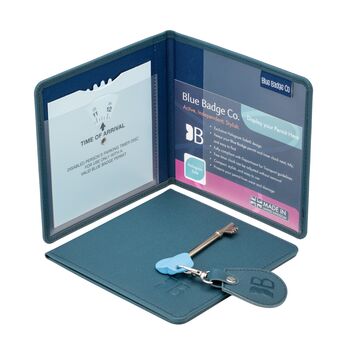 Eco Friendly Disabled Blue Badge Vegan Leather Wallet And Radar Key Made From Recycled Bottles In Peacock Blue, 3 of 5