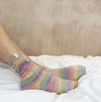 Embroidered Rainbow Snug Socks, 4 of 6