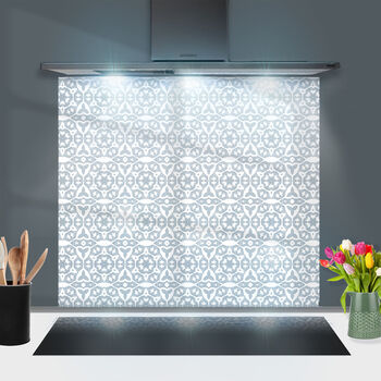 Grey 'Carved Stonework' Toughened Glass Splashback, 2 of 9