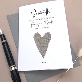 7th Wool Personalised Wedding Anniversary Card, 2 of 7