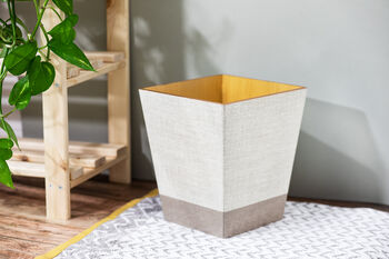 Wooden Waste Paper Bin Hessian Taupe, 5 of 5