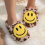 Women's Leopard Print Slippers With Happy Face, thumbnail 2 of 2