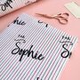 Personalised Name And Pin Stripe Christmas Paper, thumbnail 4 of 7