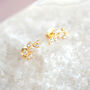 Sparkling Leaf Branch Gold Plated Stud Earrings, thumbnail 1 of 5
