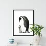 Look Up Mother And Baby Penguin Cute A4 Art Print, thumbnail 1 of 4