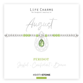 August Peridot Birthstone Charm Bracelet Gift, 3 of 5