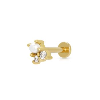 Pearl And Sparkle Single Flat Back Earring, 5 of 7