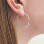 Geometric Sterling Silver Round Wire Hoop Earrings, thumbnail 3 of 6
