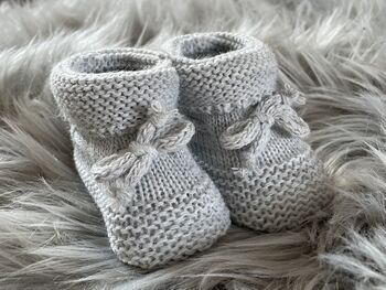 Grey Knitted Baby Booties, 5 of 10
