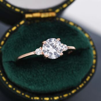 One Carat Cz Ring In Sterling Silver Plain Ring Band, 3 of 11