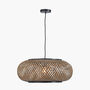 Large Black And Natural Rattan Pendant Ceiling Light, thumbnail 3 of 9