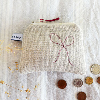 Embroidered Linen Bows Purse, 3 of 8