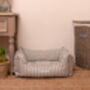 Mutts And Hounds Boxy Dog Bed Grey Stars And Charcoal Stripe Or Flintstripe Brushed Cotton, thumbnail 6 of 8
